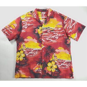Kalena Fashions Shirt Mens XL Red Yellow Hawaiian Short Sleeve
